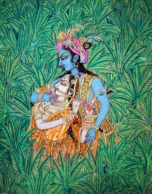 Radha Plays On Krishna's Flute