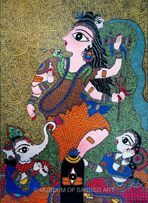 Parvati And Ganesa Appreciate Siva Dancing