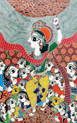 Krishna Holds Govardhana Hill
