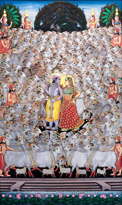 Radha and Krishna with Cows