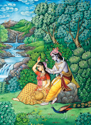Krishna Puts Flower in Radha’s Hair
