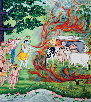 Krishna Extinguishes The Forest Fire