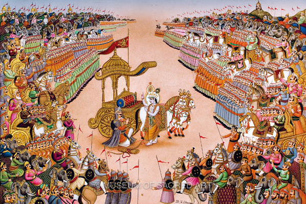 Krishna Expounds the Bhagavad Gita on the Battlefield
