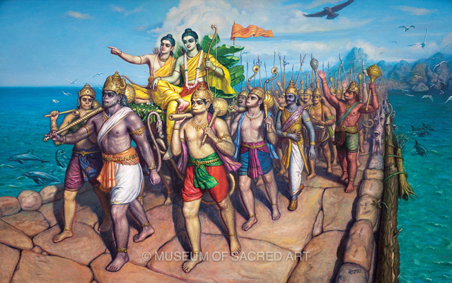 Rama, Laksmana and the Army Crossing the Ocean to Lanka
