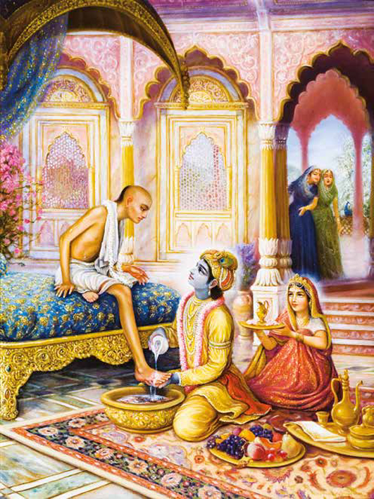 Krishna Welcomes his friend Sudama