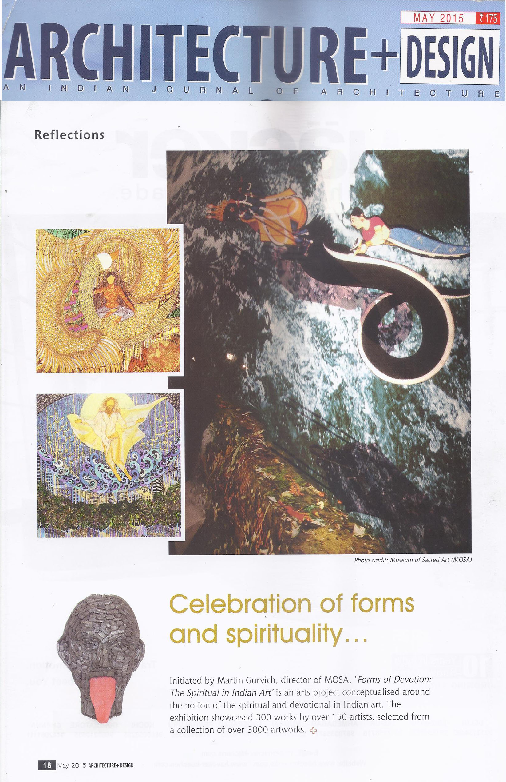Architecture + Design (National Edition May 2015 issue) - Celebration of forms and spirituality